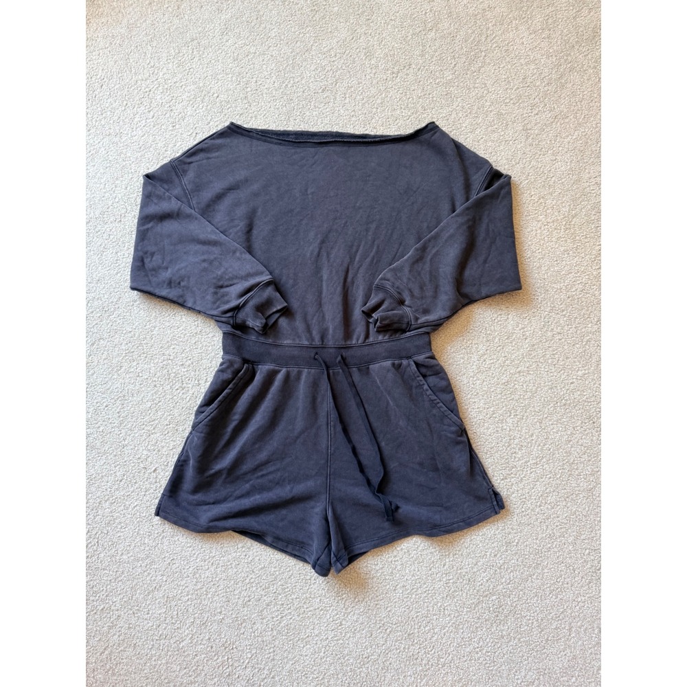 YPB Abercrombie On The Go Collection Long Sleeve Fleece Romper Black Large